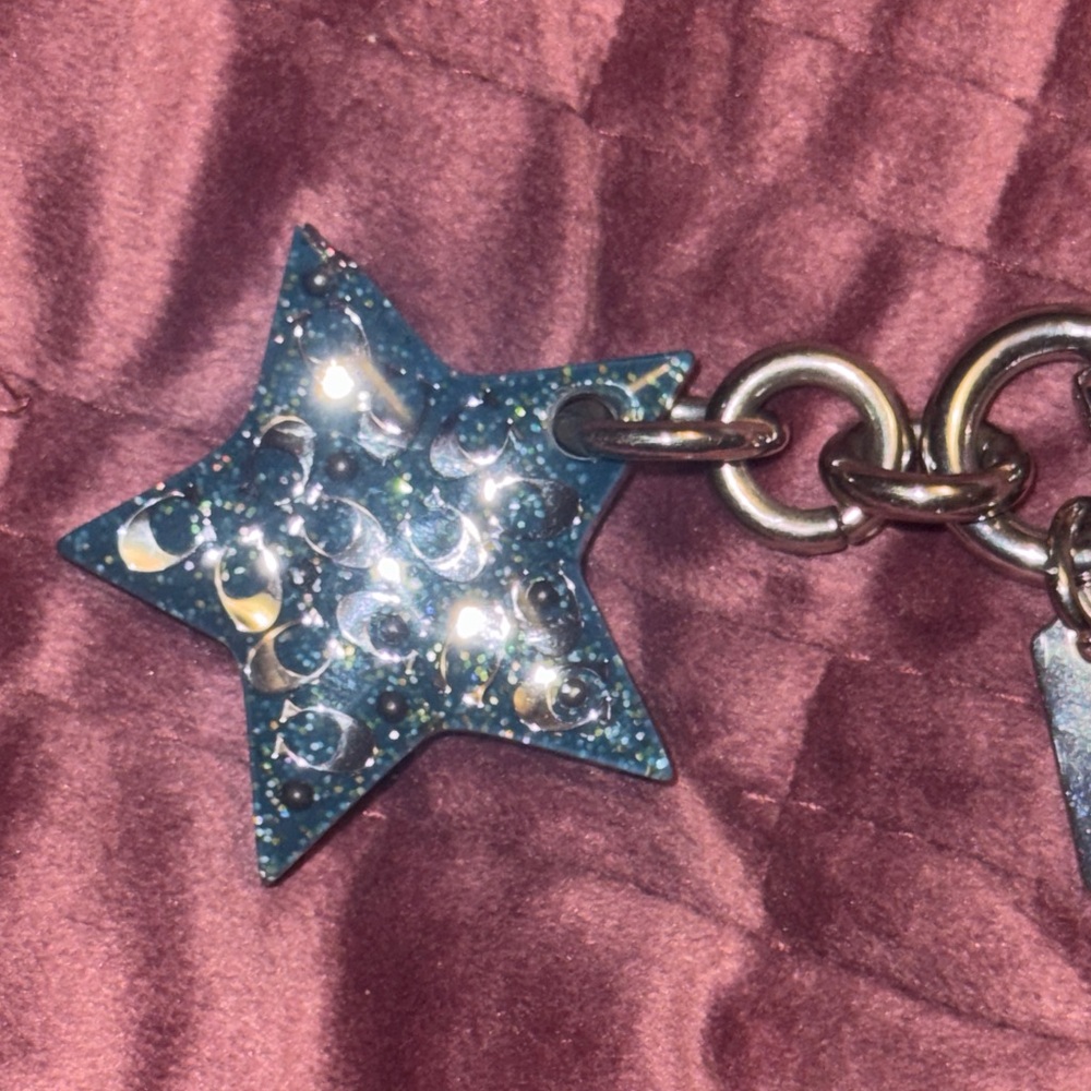 COACH Signature Star Bag Charm in ATLANTIC / SILVER F32228 NWOT rare! - Picture 7 of 7